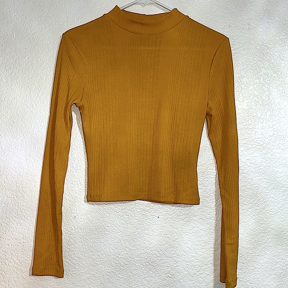 Mustard Mock Turtleneck Long Sleeve Size Small